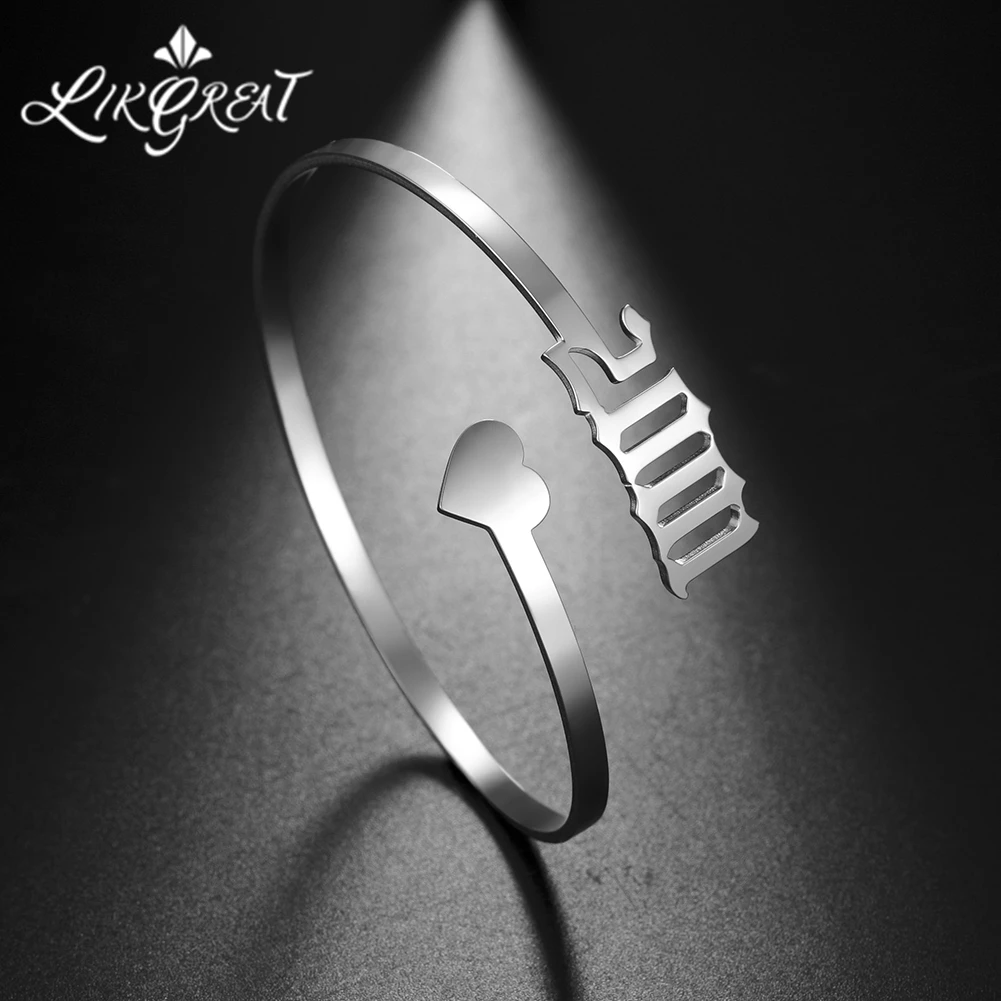 LIKGREAT Открытый браслет 2020 года браслеты для женщин и девушек из нержавеющей стали
