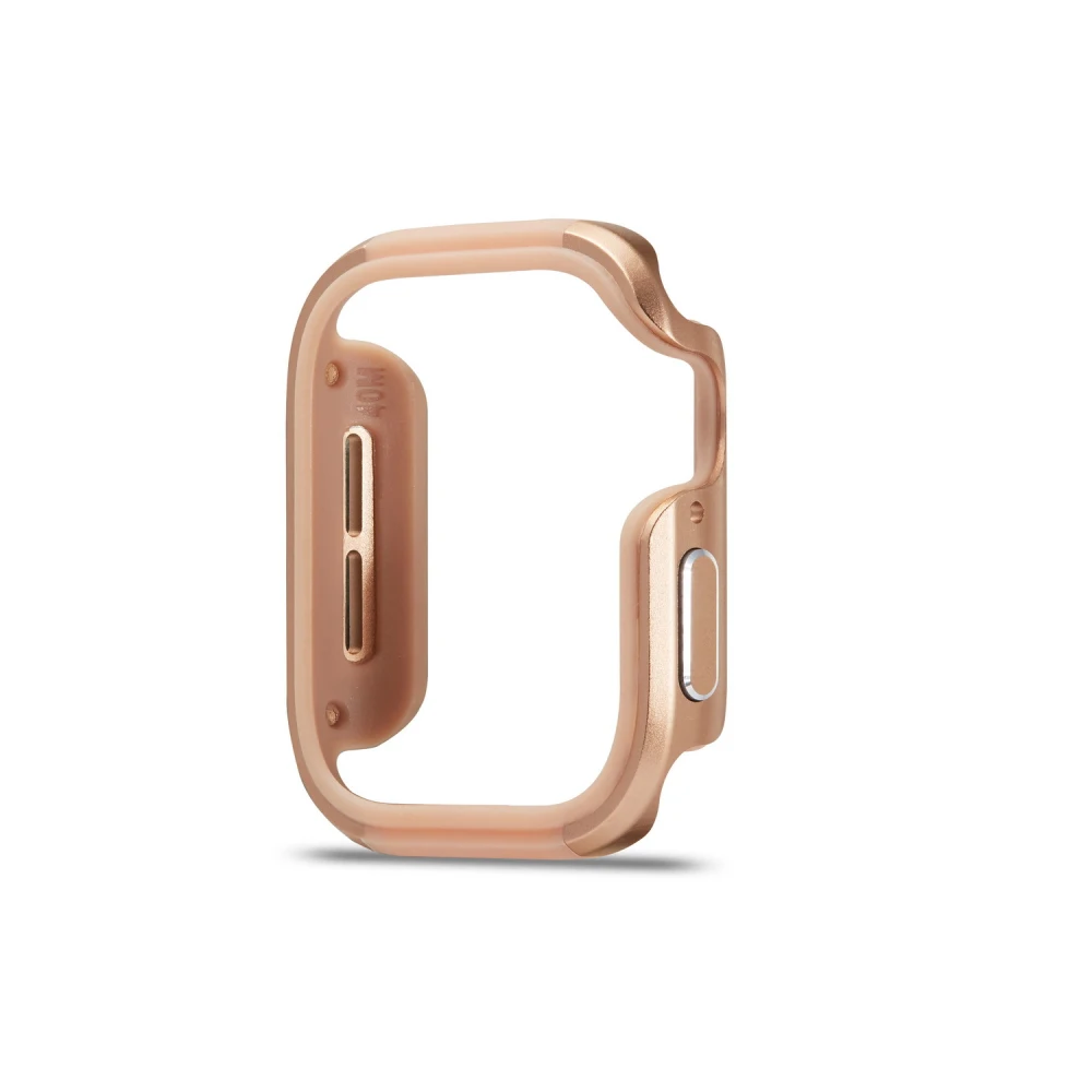 Силиконовый+ металлический чехол из алюминиевого сплава для Apple Watch 4, 5, 40 мм, 44 мм, защитный бампер для iWatch 5, 4, 40, 44 мм, корпус - Цвет: Золото