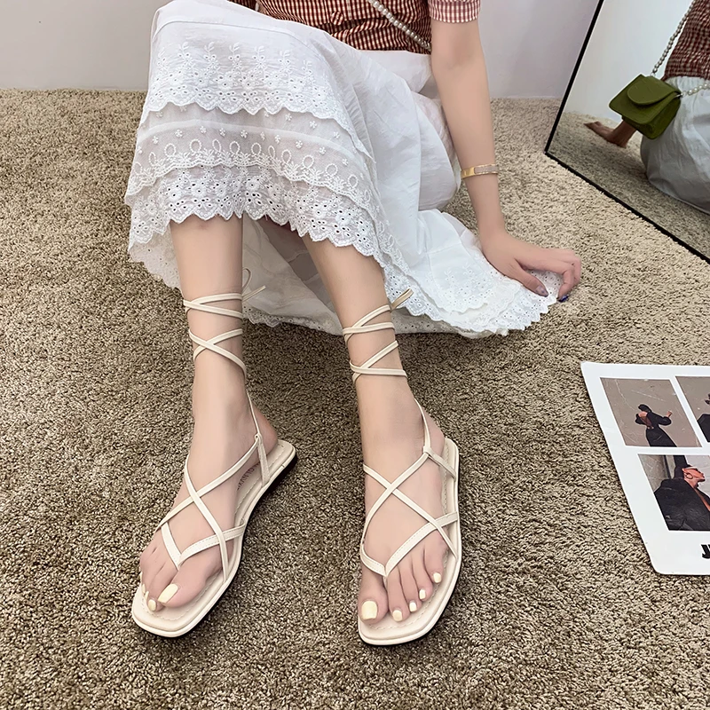 

Женские сандалии на плоской подошве, удобные босоножки на ремешках, повседневная обувь, лето 2021