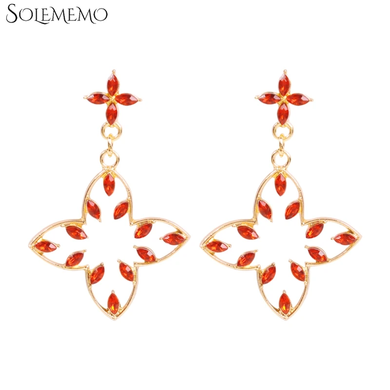 Fashion Rhinestone Tiny Cross Drop Earrings For Women Party Jewelry Chic Clover Flower Dangle Accessories Female E7564 | Украшения и