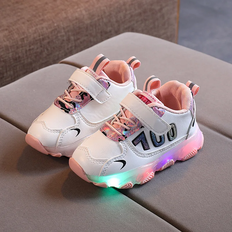 Size 21-30 Baby Breathable Glowing Shoes Luminous Sneakers for Girls Kids Anti-slippery Boys Led Light Up Casual | Детская одежда и