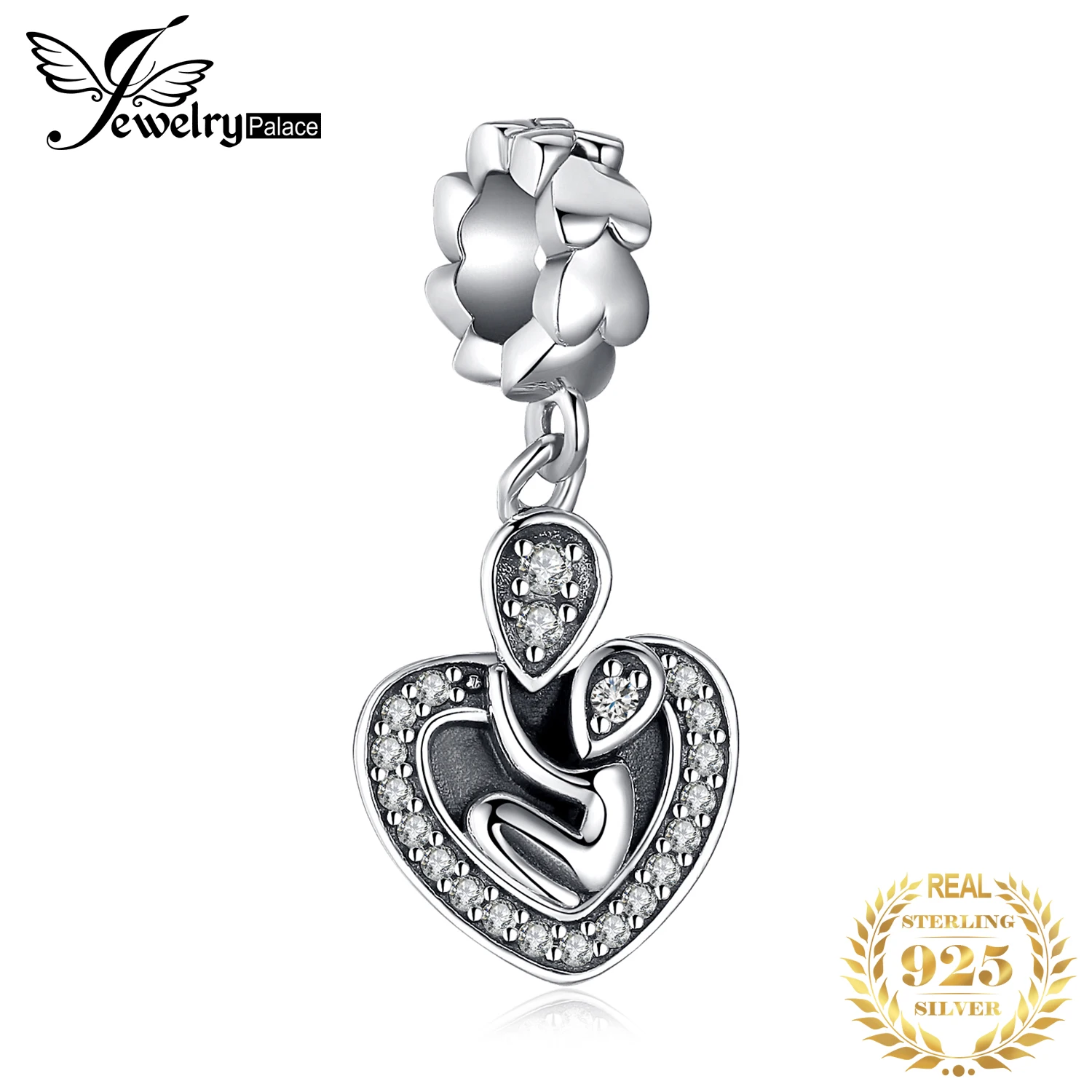 JewelryPalace 925 пробы серебро проложить кубический цирконий сердце мамы Любовь Подвеска в виде ребенка бусинами Fit Браслеты Jewelry Новая горячая распродажа
