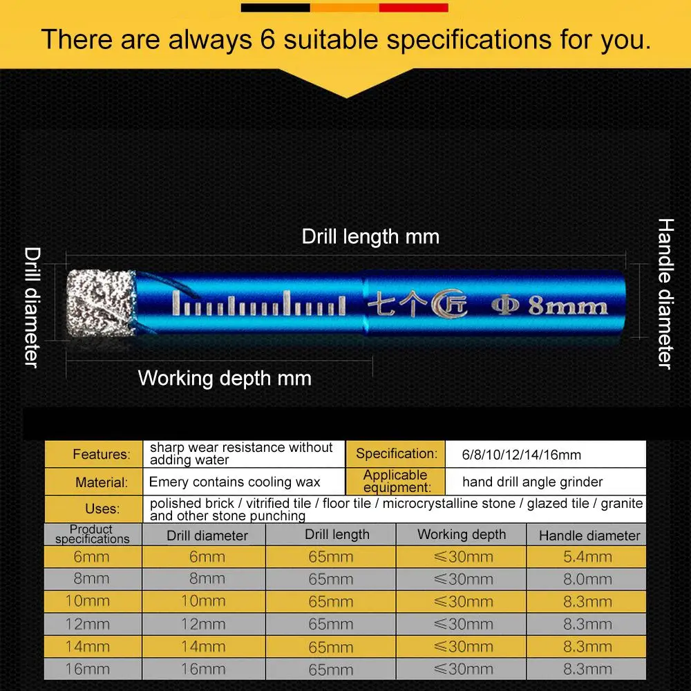 65 мм Алмазное покрытие для сухого сверления полированная пила отверстий в плитке