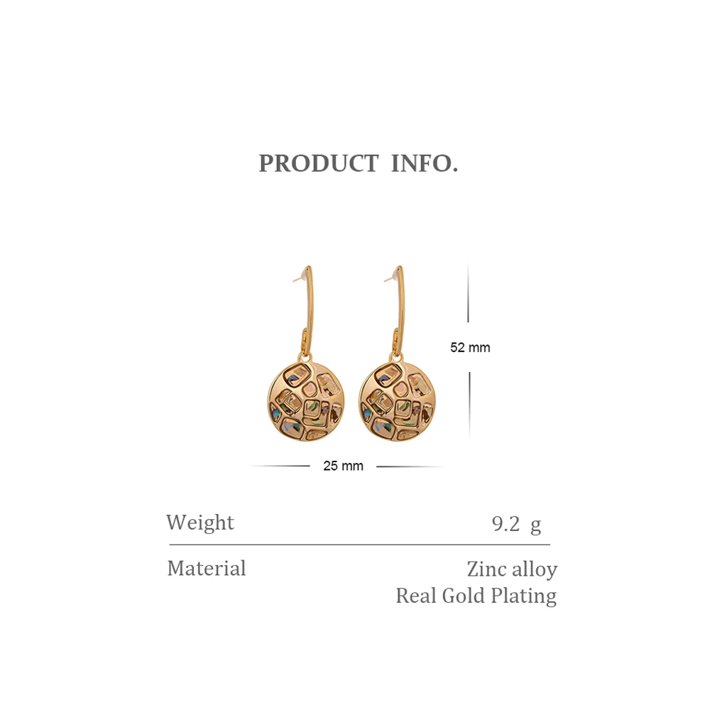 Модные брендовые круглые висячие серьги Yhpup в виде морской ракушки