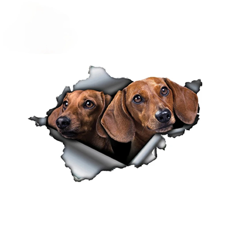 

Interesting Graphics 3D Tan Dachshund Car Sticker Torn Metal Decal Reflective Stickers Waterproof Car Pet Dog Decals Kk13*9cm