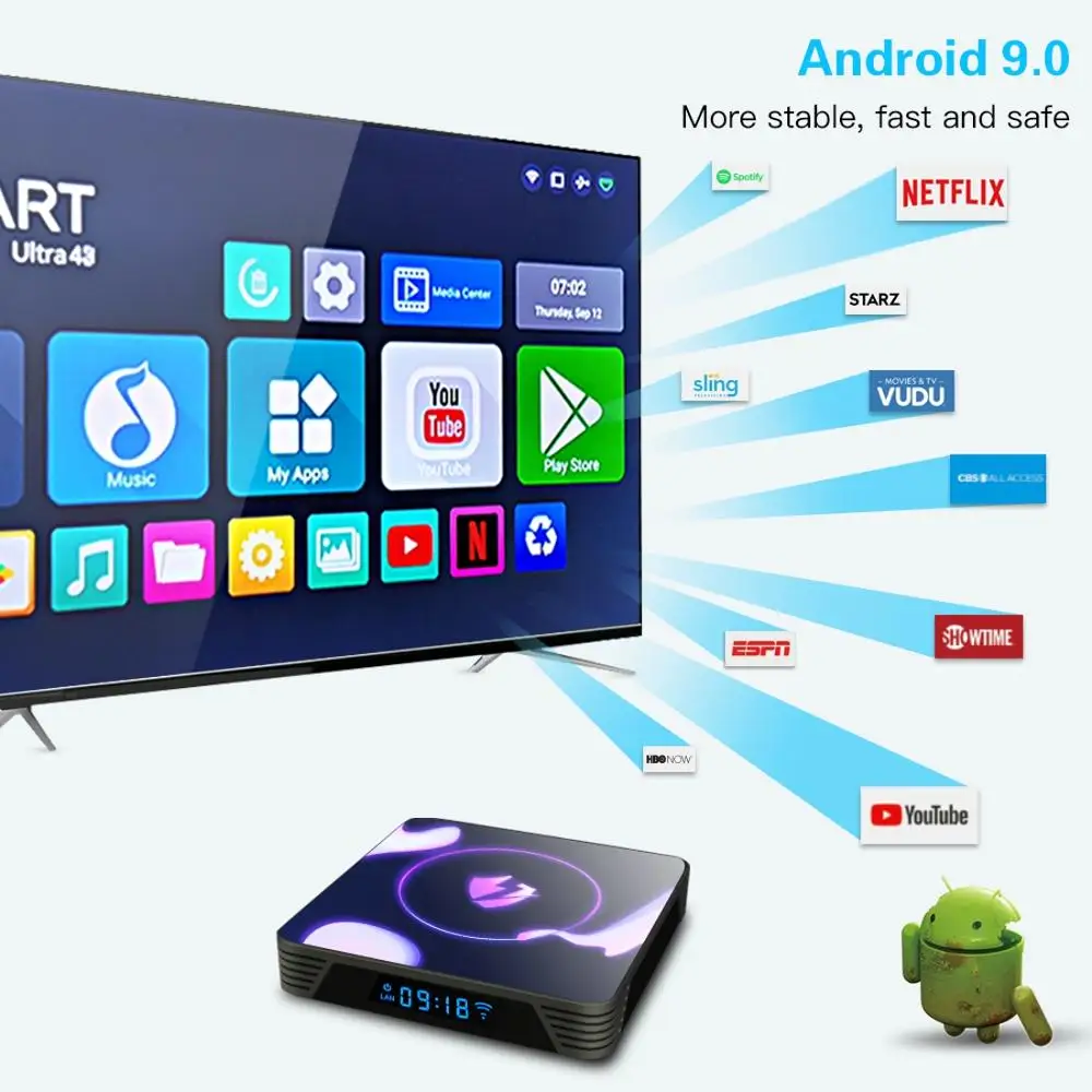 ТВ-приставка LEMADO LET1 Android 9 0 RK3318 4 Гб 64 4K Netflix Youtube Google Voice Assistant Breathing light TV Box |