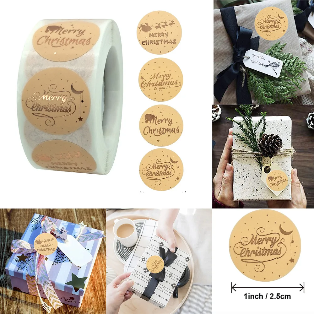 

500pcs/рулонные наклейки из розового золота веселый рождественский альбом Уплотнение Этикетка наклейки для вечерние DIY упаковка канцелярские...