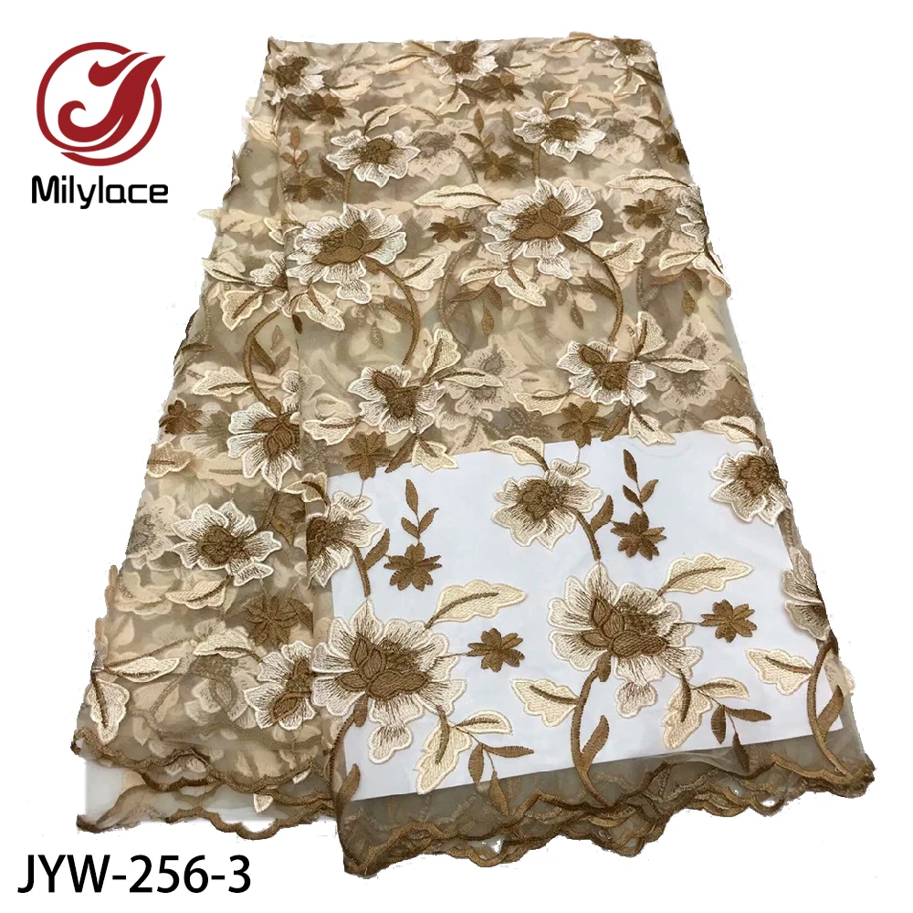 

Milylace delicate French lace fabrics 5 yards vivid flower embroidery tulle lace fabric high quality for party wedding JYW-256