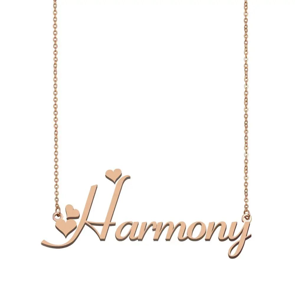 

Harmony Name Necklace for Women Girls Custom Nameplate Pendant Jewelry Best Friends Birthday Wedding Christmas Mother Days Gift