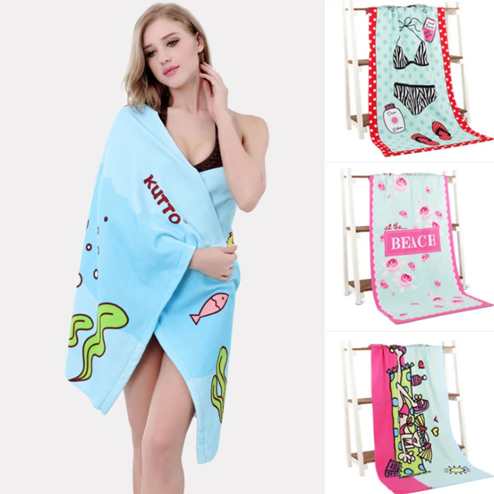 

Household Microfiber Reactive Printing Beach Towel Swimming Towel Bathroom Skin-friendly Water-absorbent Quick-drying Bath Towel