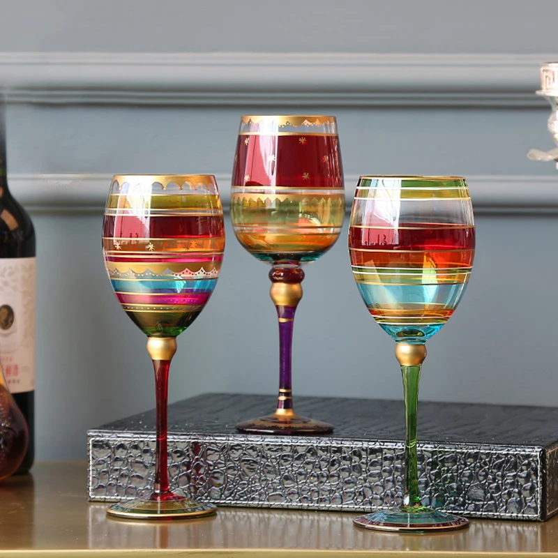 

Hand-painted Crystal Glass Goblet Free Lead Grape Cup Wine Glass Christmas Holiday Decoration Drinkware