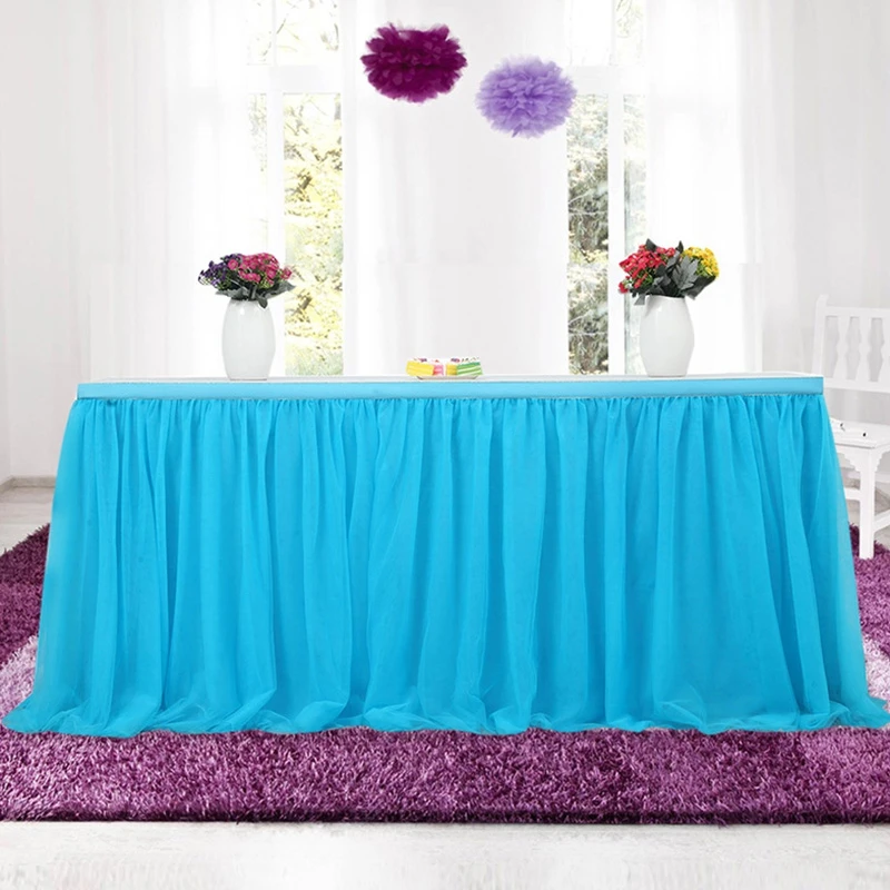 

Wedding Overall Desk Mesh Gauze Dress Party Decoration Table Skirt Cover Birthday Wedding Festive Party Decor Table Cloth