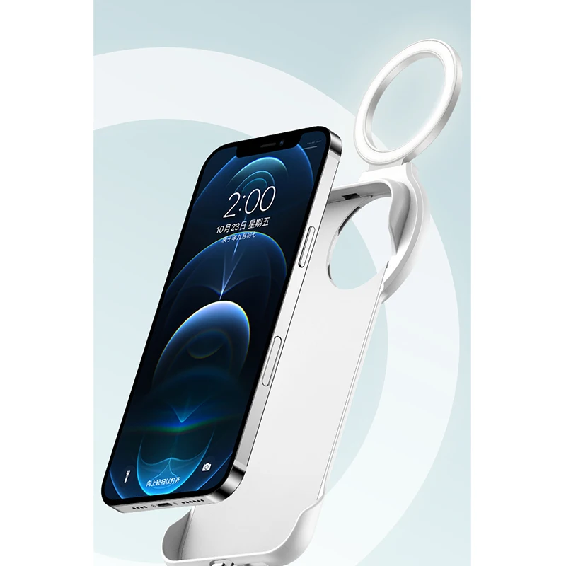 

For Apple iPhone 12 Pro Ring Light Case LED Selfie Flashlight Case For iPhone 12 12Pro Shell Live Broadcasting Fill Light Cover