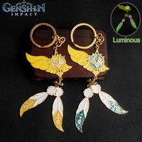 genshin impact barbatos venti luminous keychain eye of god wind element metal pendant keyring for game fans cosplay jewelry