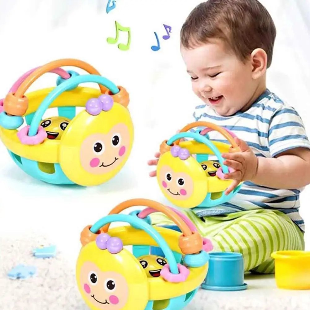

Cartoon Bee Soft Colorful Baby Rattle Ball Hand Bell Educational Teething Toy