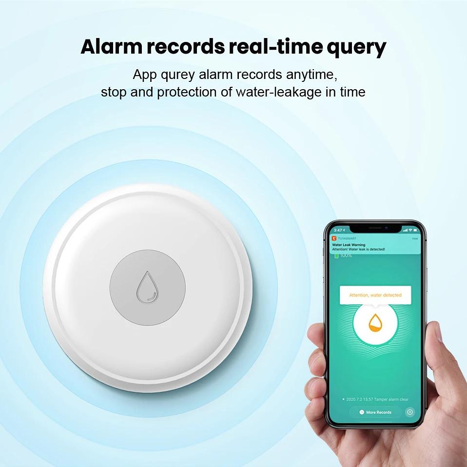 Датчик утечки воды AVATTO Tuya Zigbee детектор оповещения от приложения Smartlife