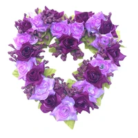handmade flower wreath for valentines day love heart shape garland wreath wall hanging decoration party holiday home ja55
