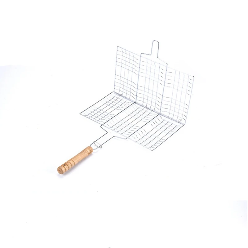 

ELOS-3Pcs Portable BBQ Grilling Basket Stainless Steel Nonstick Barbecue Grill Basket Tools Grill Mesh for Fish Hamburger