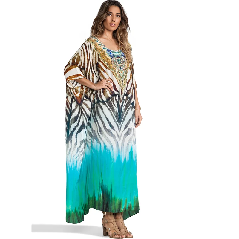 Пляжное платье Morrocan Kaftan для женщин длинное пляжное с богемным принтом Q1074