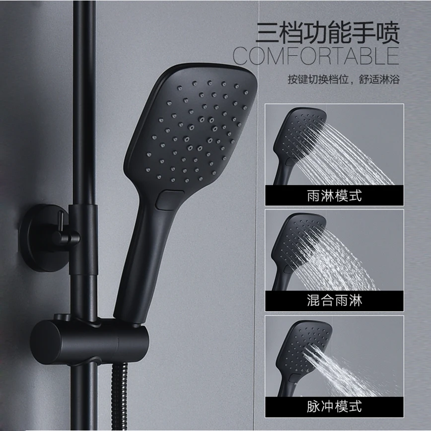 luxury black shower head removable hand held rainfall spray shower head set for bathroom matte black high quality free global shipping