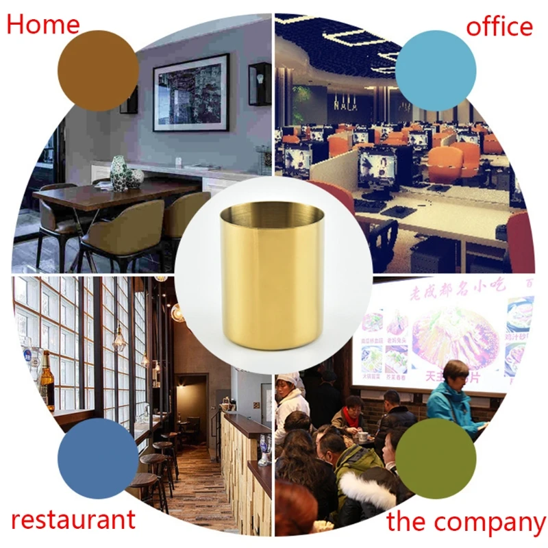 

Stainless Steel Pen Holder Makeup Brush Flower Vase Desktop Storage Container A9LC