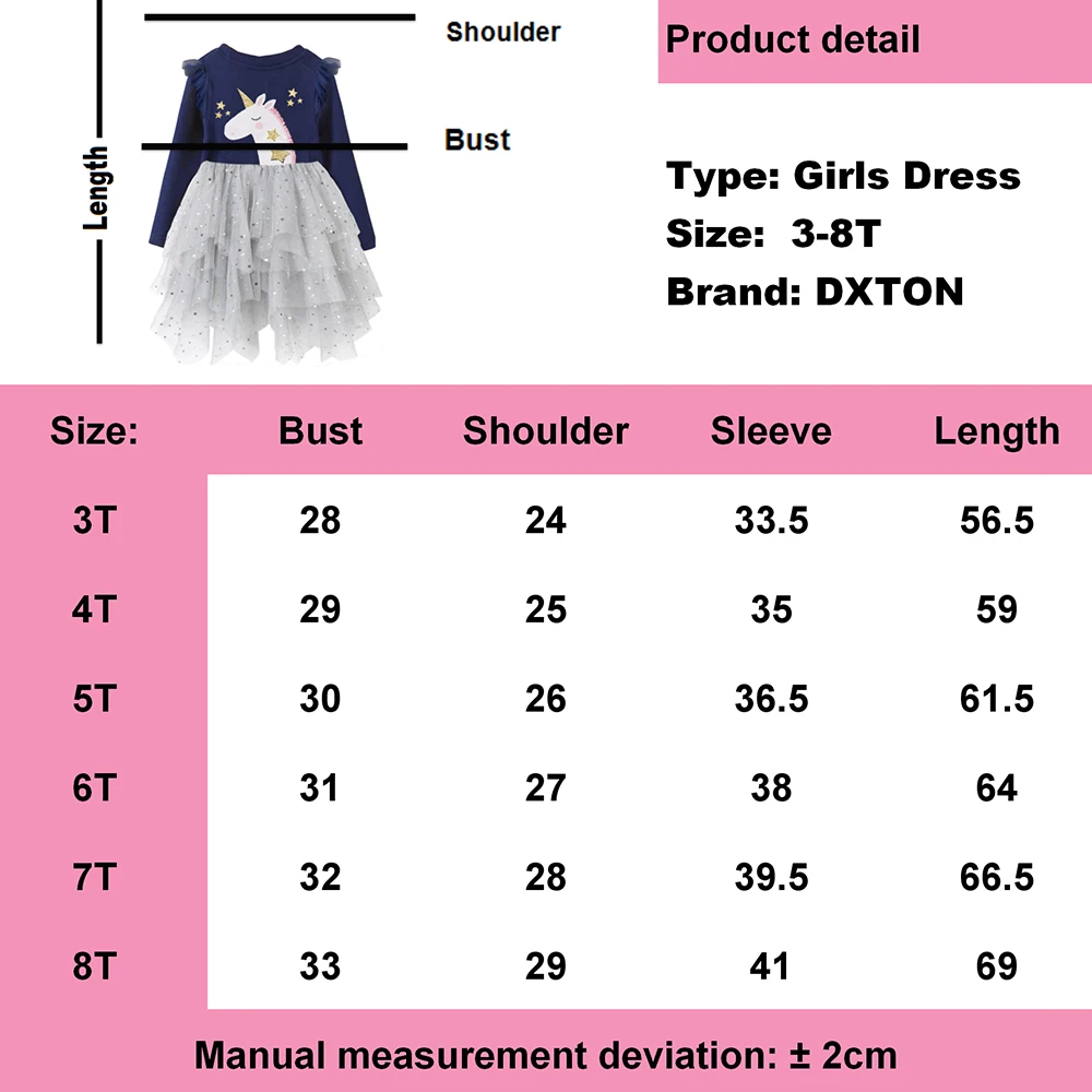 

DXTON Unicorn Girls Dress Irregular Kids Dress Birthday Party Costumes Flying Sleeve Princess Dress Christmas Children Clothing