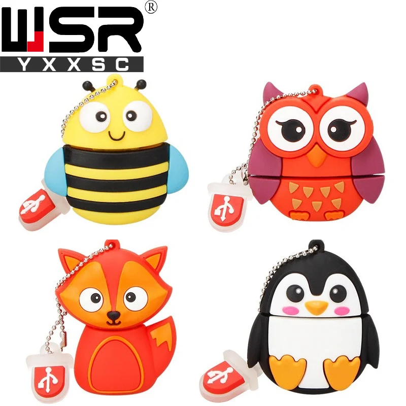 Usb флеш накопитель Wsryxxsc animal bee/fox/penguin 64 ГБ 32 16 8 4 Гб|USB флэш-накопители| |