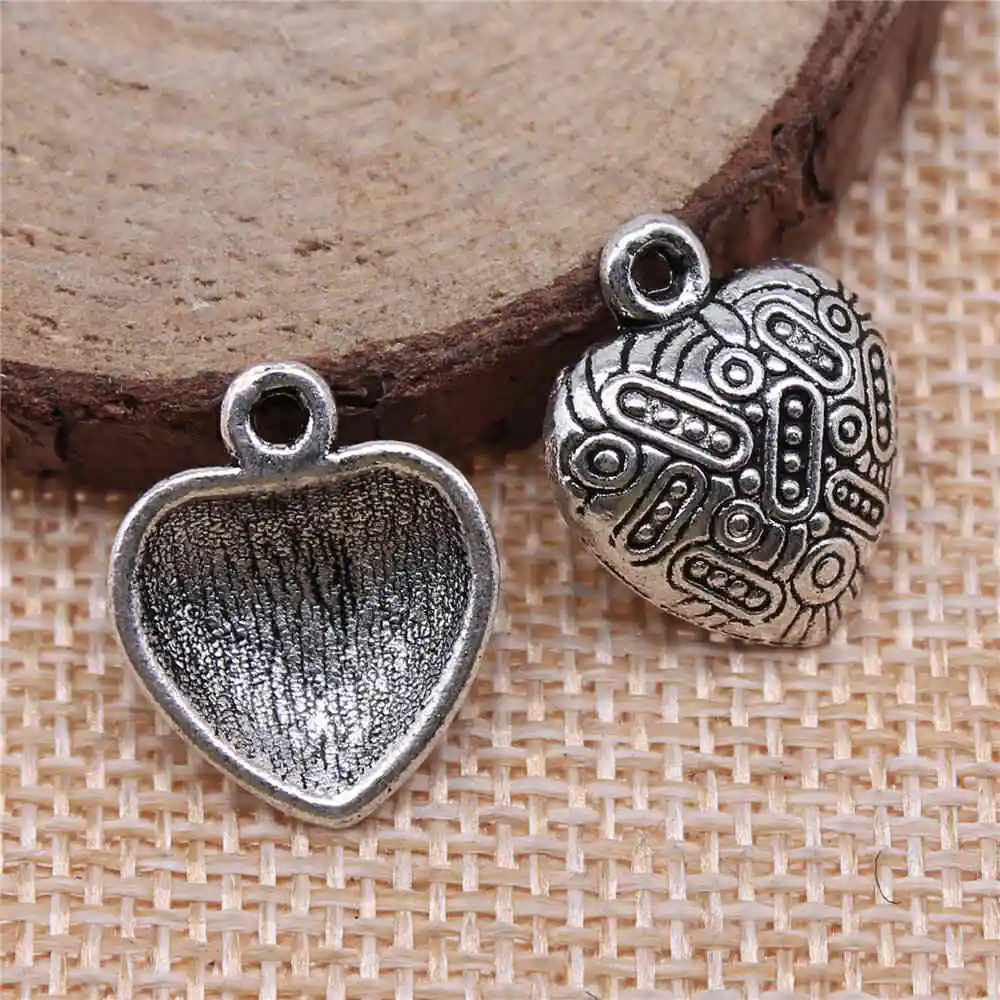 

Jewelery Pendants Making Charms For Jewelry 20pcs Heart Charms 18x15mm Antique Silver Plated
