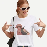 funny teddy dog animal print t shirt women clothes 2022 harajuku kawaii tshirt dog lover t shirt female summer style fashion