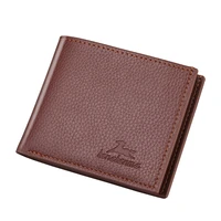 short mens wallet classic solid color litchi pattern horizontal square wallet open soft pu leather coin purse
