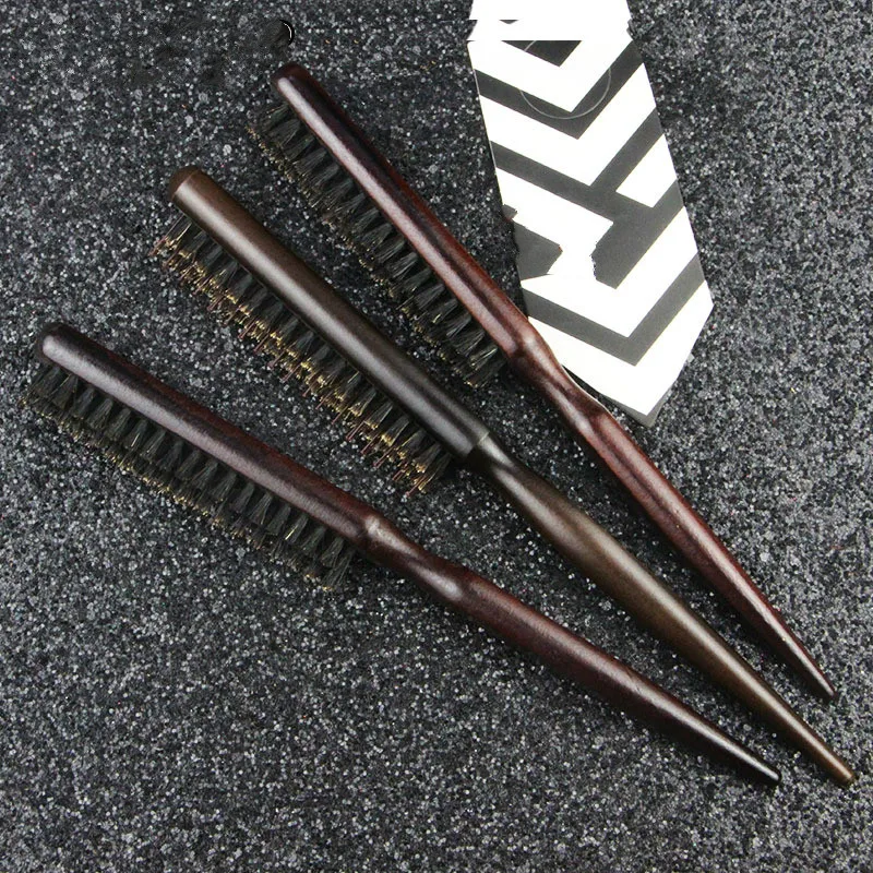 Расчески для волос 3 ряда расческа с натуральной щетиной и деревянной ручкой