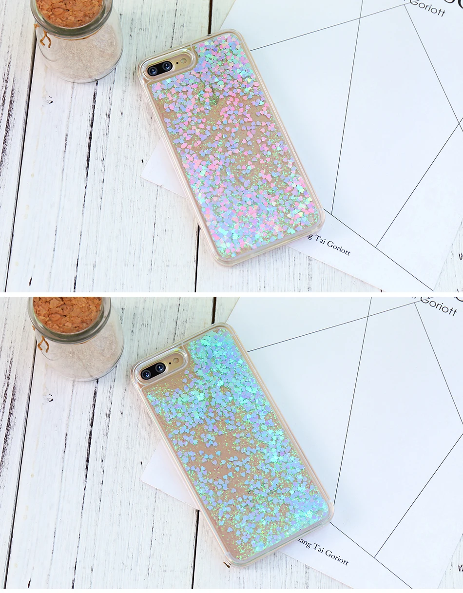 Чехол Quicksand для iphone 7 6 s Plus, чехол с милыми блестками, блестящая пластиковая задняя крышка для iphone 7 6s 5, 4S чехол s