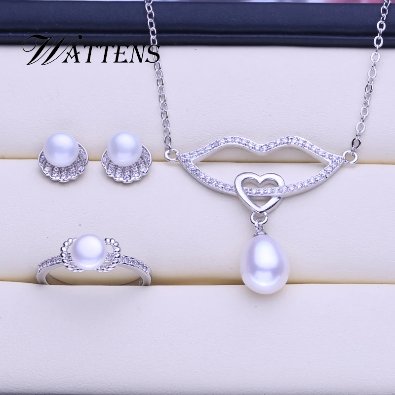 Набор из натурального жемчуга ювелирные наборы ожерелье пресноводного кольцо