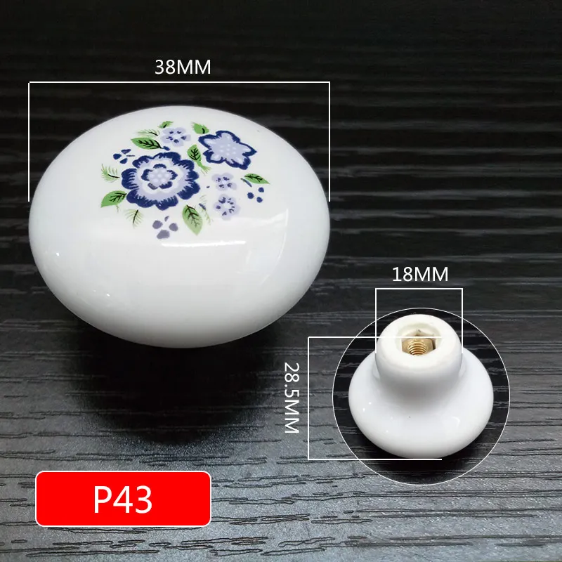 P43 Белый цвет роза lotus love простые мебельные ручки под одно отверстие CeramicKitchen Мебельная ручка ящика шкафа - Цвет: P43