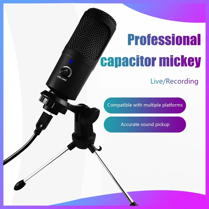 

Конденсаторный USB-микрофон, профессиональный микрофон для ПК, ноутбука, игр, потоковой записи, YouTube