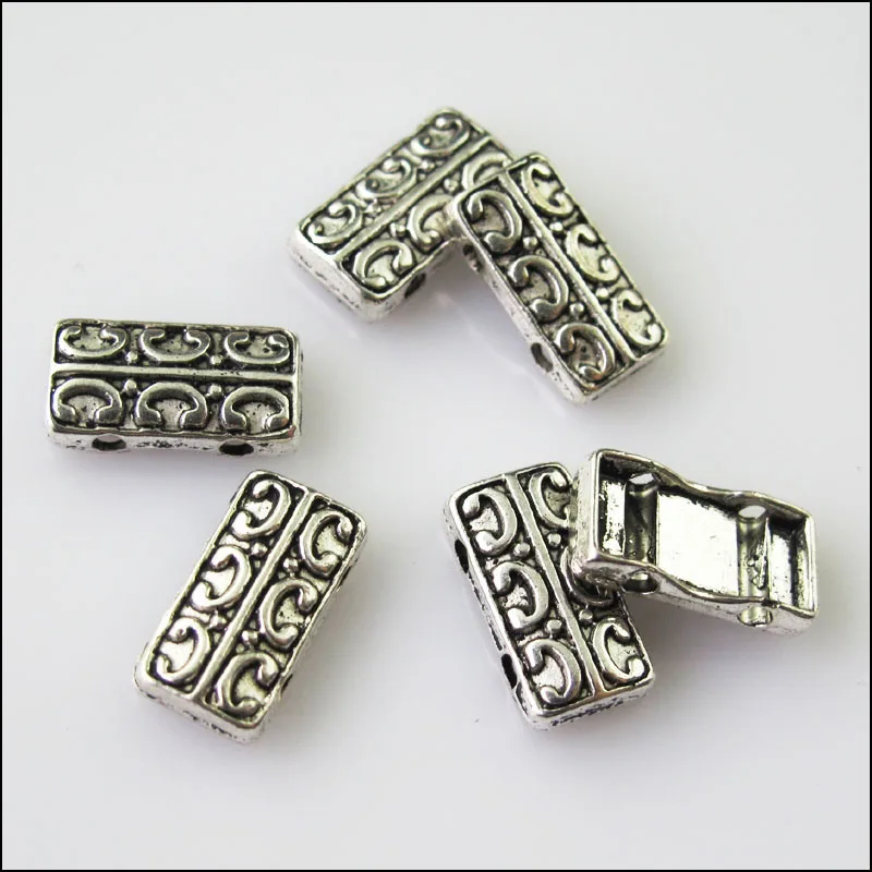 Новый 25 шт. Тибетский серебристый цвет 2-2Holes Spacer Бусины бары подвески-соединители