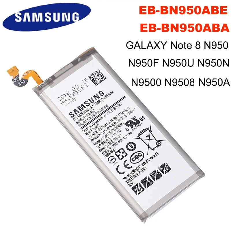 SAMSUNG оригинальная EB-BN950ABA EB-BN950ABE 3300 мА/ч батарея для Samsung GALAXY Note 8 N9500 N9508 SM-N950 N950F N950U