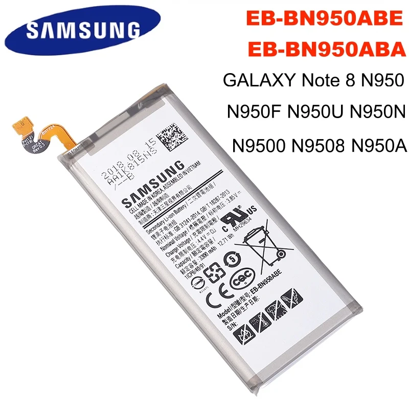 Фото SAMSUNG оригинальная EB-BN950ABA EB-BN950ABE 3300 мА/ч батарея для Samsung GALAXY Note 8 N9500 N9508 SM-N950 N950F N950U
