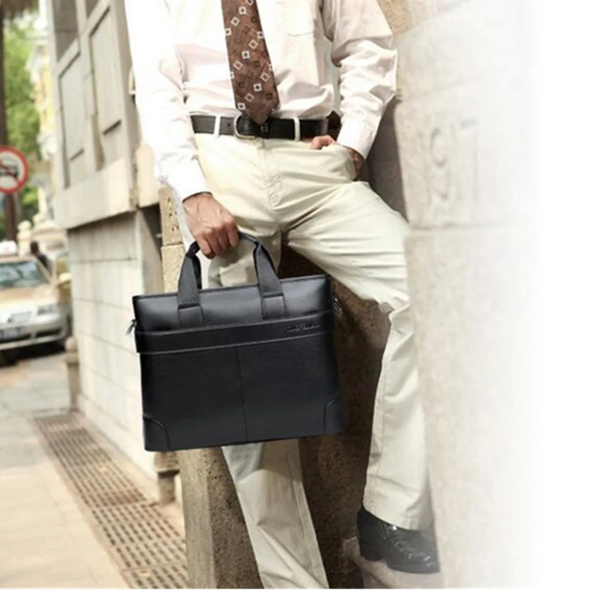

PU Leather Men Briefcase Casual Business Man Shoulder Crossbody Bags Large Capacity Travel Messenger Bags New