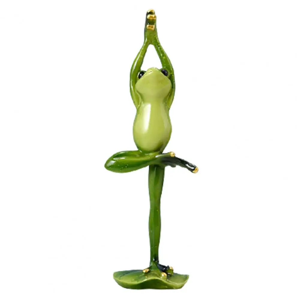 

Frog Figurine Multi-Color Yoga Posture Full of Vitality Resin Yoga Frog Garden Ornament with Crown for Patio