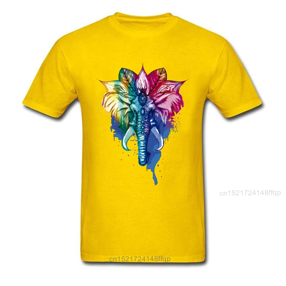 Футболка с этническим слоном для парней Мужская футболка акварельная черная