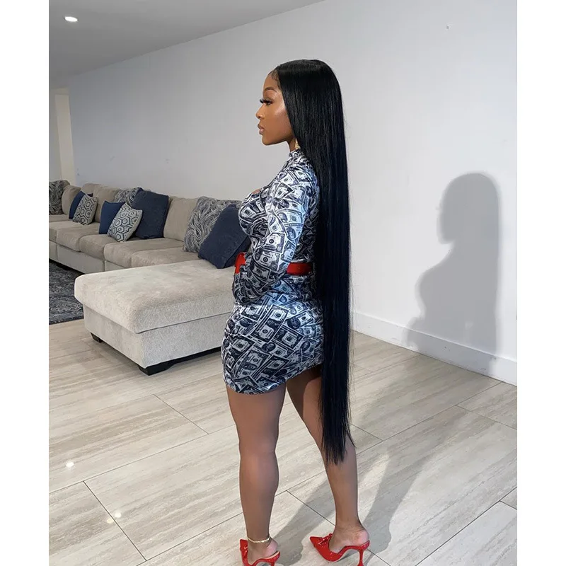 Платье мини с длинным рукавом высоким воротником и поясом|Женские платья| |