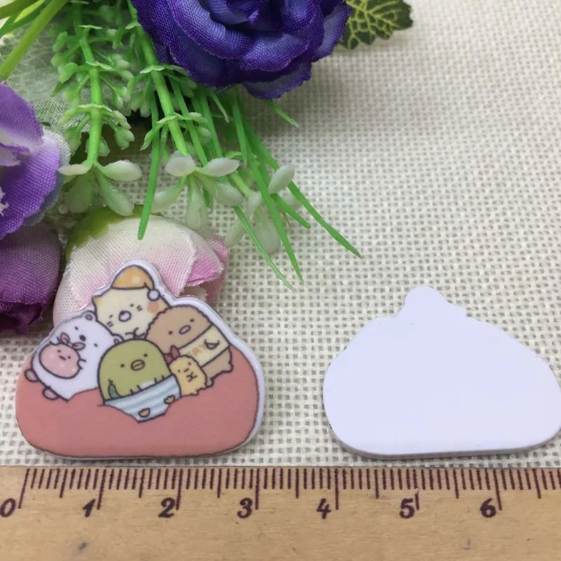 Красный 10 шт/лот японский мультфильм DIY милый девочка Праздничное оформление дома ремесла плоские пластмассовые резиновые аксессуары для волос ремесла - Цвет: Красный