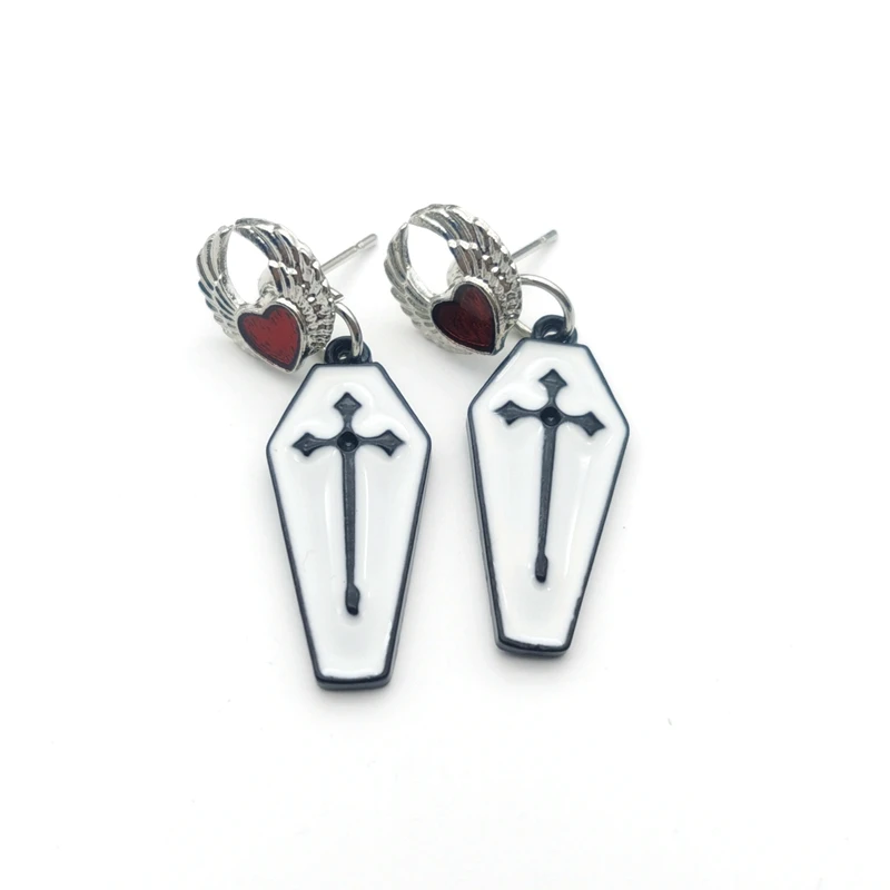Новинка женские серьги в стиле панк готика Ретро стиль крест смерти красная