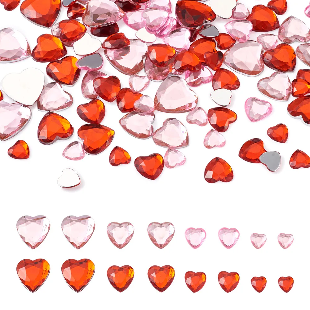 

300pcs Acrylic Rhinestone Cabochons Mix Faceted Heart Flatback For DIY Jewelry Making Findings Nail Art Decoration Accessories