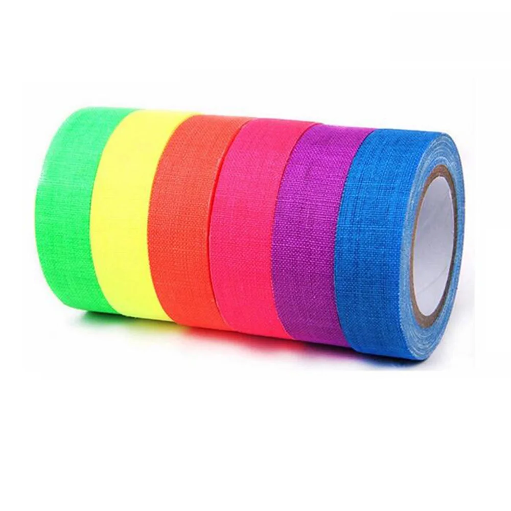 15mmx6Rolls Флуоресцентный УФ хлопчатобумажная лента матовый ночное самоклеящаяся светится в темноте светящаяся лента для вечерние полы этапы для белой доски - Цвет: 15mmx6Rolls