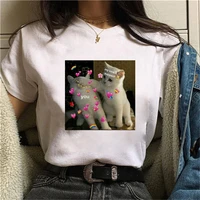 women lady cartoon cat life pet cute trend fashion print tshirt dogs shirt clothes top graphic female t tee womens t shirt