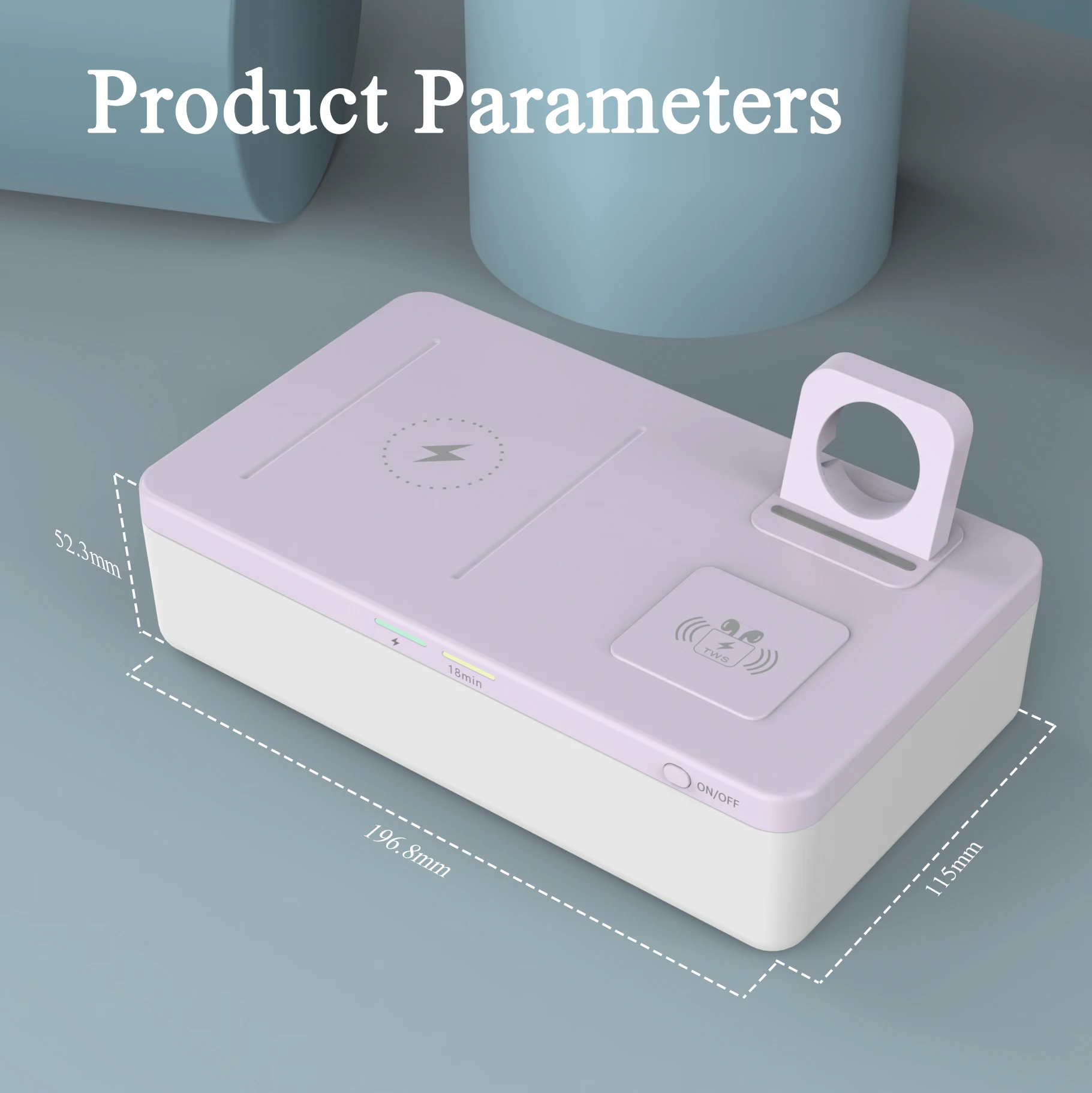 

2020 Innovative products 3 in 1 phone wireless charger 15W fast charging stand with UV sterilizer