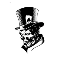 11cm18cm lovely joker skeleton skull playing cards poker monster hat car sticker vinyl kk