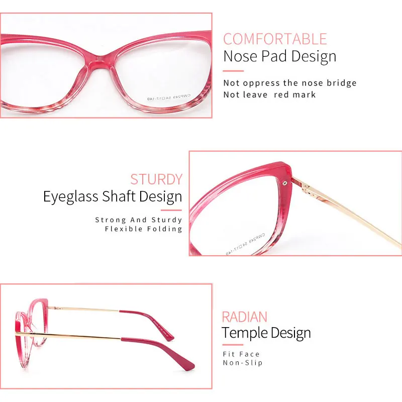 

KANDREA Women Retro Designer TR90 Clear Lens Eyewear Upscale Cat Eye Oversized Glasses Frame Optical Myopia Female Eyeglasses